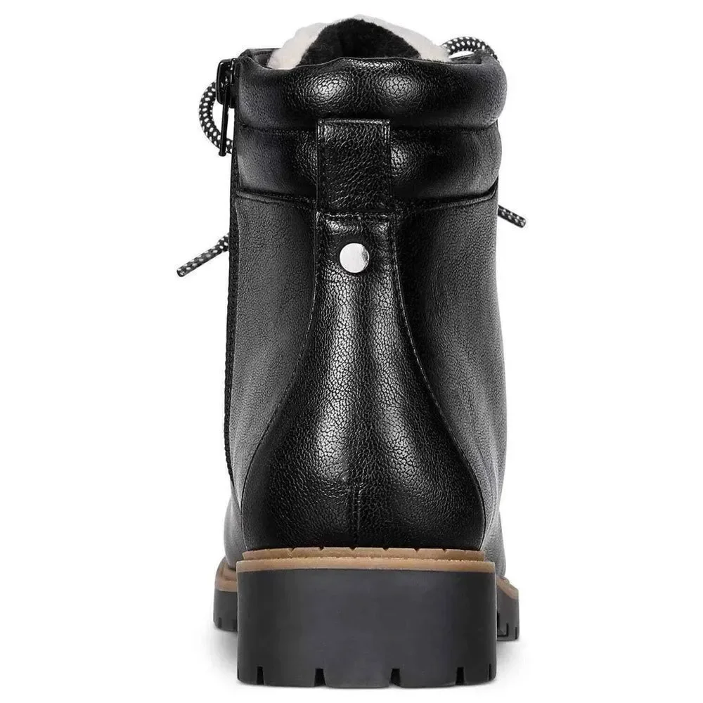 Style & Co Women Lug Sole Combat Boot Maariah Size US 7 Black Faux Leather new